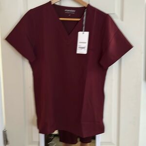 Brand new with tags, burgundy, scrub, top V-neck medium